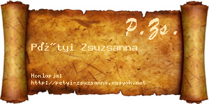 Pétyi Zsuzsanna névjegykártya